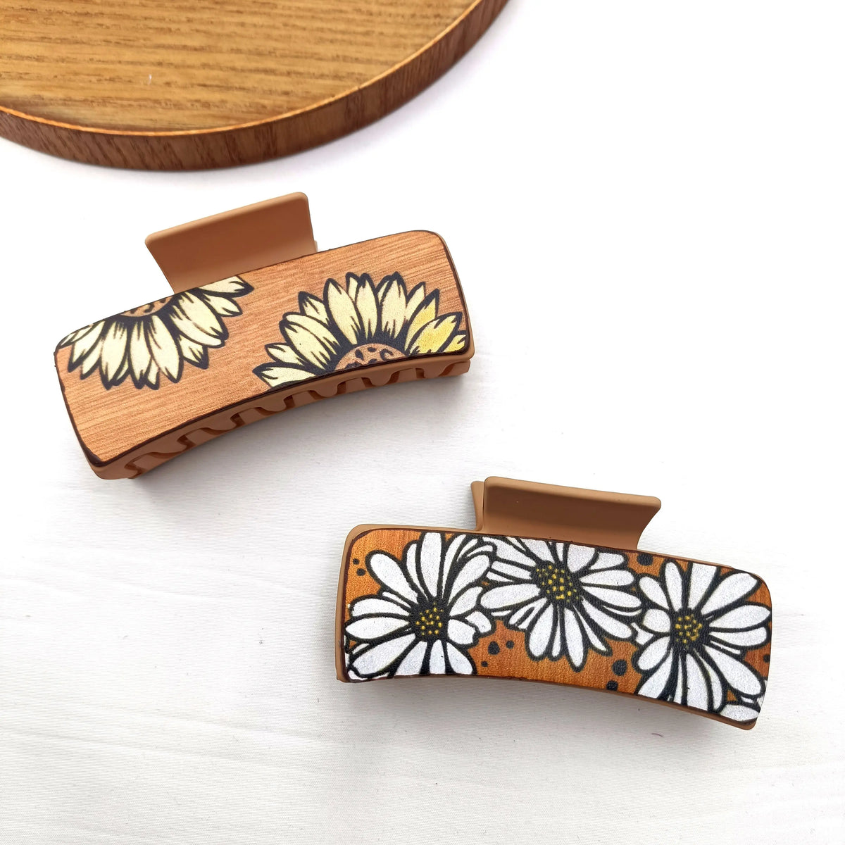 Western PU Leather Hair Claw Clips – Sunflower Southwest Print Hair Claw Clips SWANS 2 PCS MIX