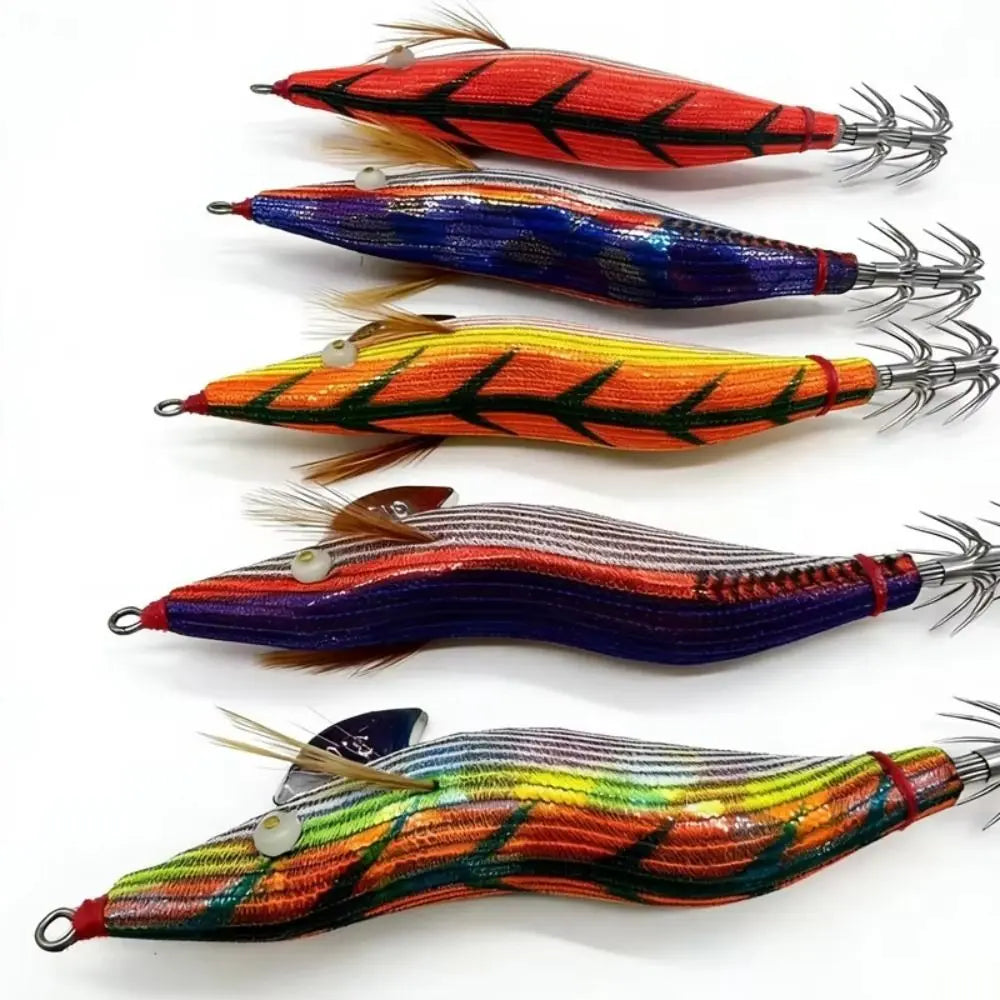 UV Luminous Squid Jig Lure 3.0 – Wood Shrimp Night Fishing Squid Jig Lure SWANS