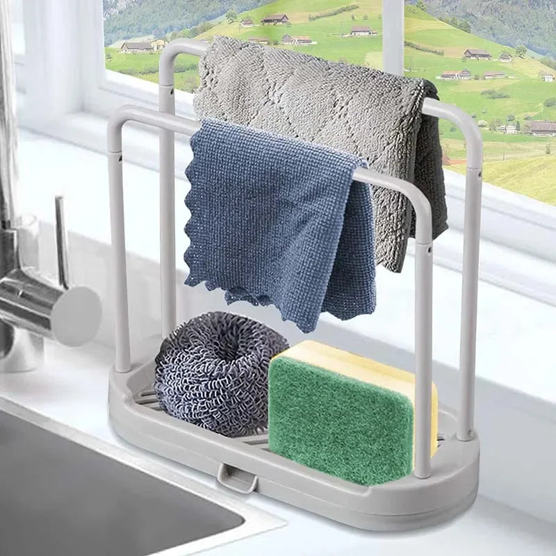 SWANS Kitchen Sink Drain Stand – Sponge & Rag Organizer Sink Drain Organizer SWANS