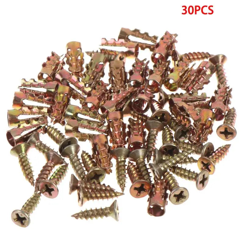 Metal Wall Anchors & Self-Tapping Screws Set 30/50/100 Pack Wall Anchor Screw Set SWANS A1 30Pcs