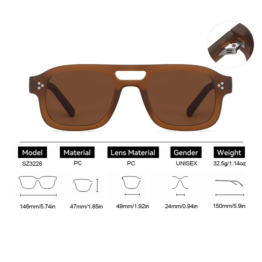 TOYEARN Y2K Square Pilot Sunglasses – Unisex Vintage Punk Square Sunglasses SWANS