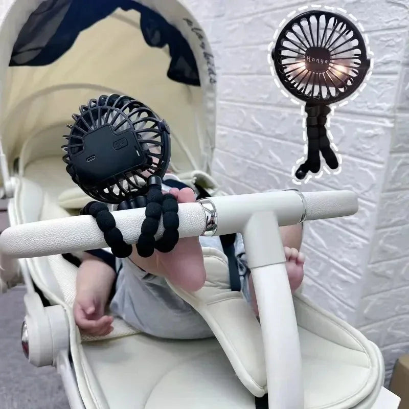 SWANS Bladeless USB Rechargeable Stroller & Neck Fan – Black Portable Bladeless Fan SWANS