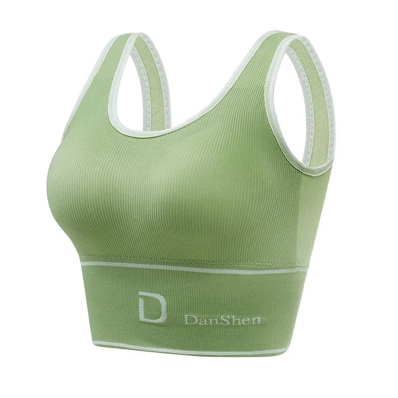 Women's Seamless Padded Sports Bra – Yoga Crop Top Vest Sports Bra Crop Top SWANS Green