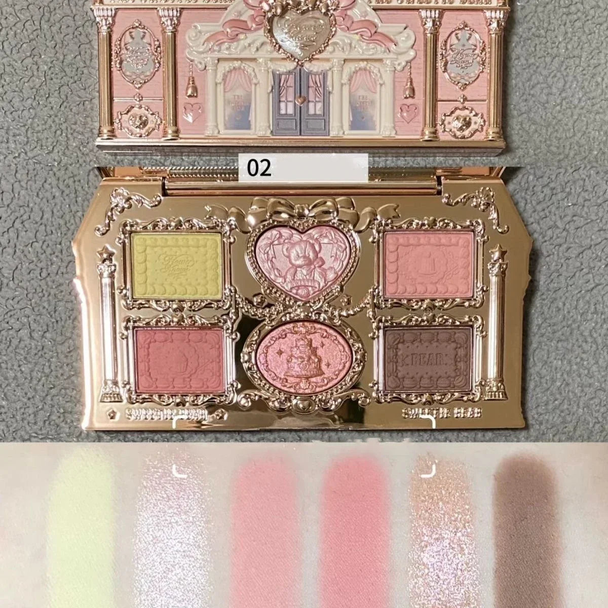 Flower Knows Sweetie Bear 6-Color Matte Pearl Eyeshadow Palette Eyeshadow Palette SWANS 02 Strawberry