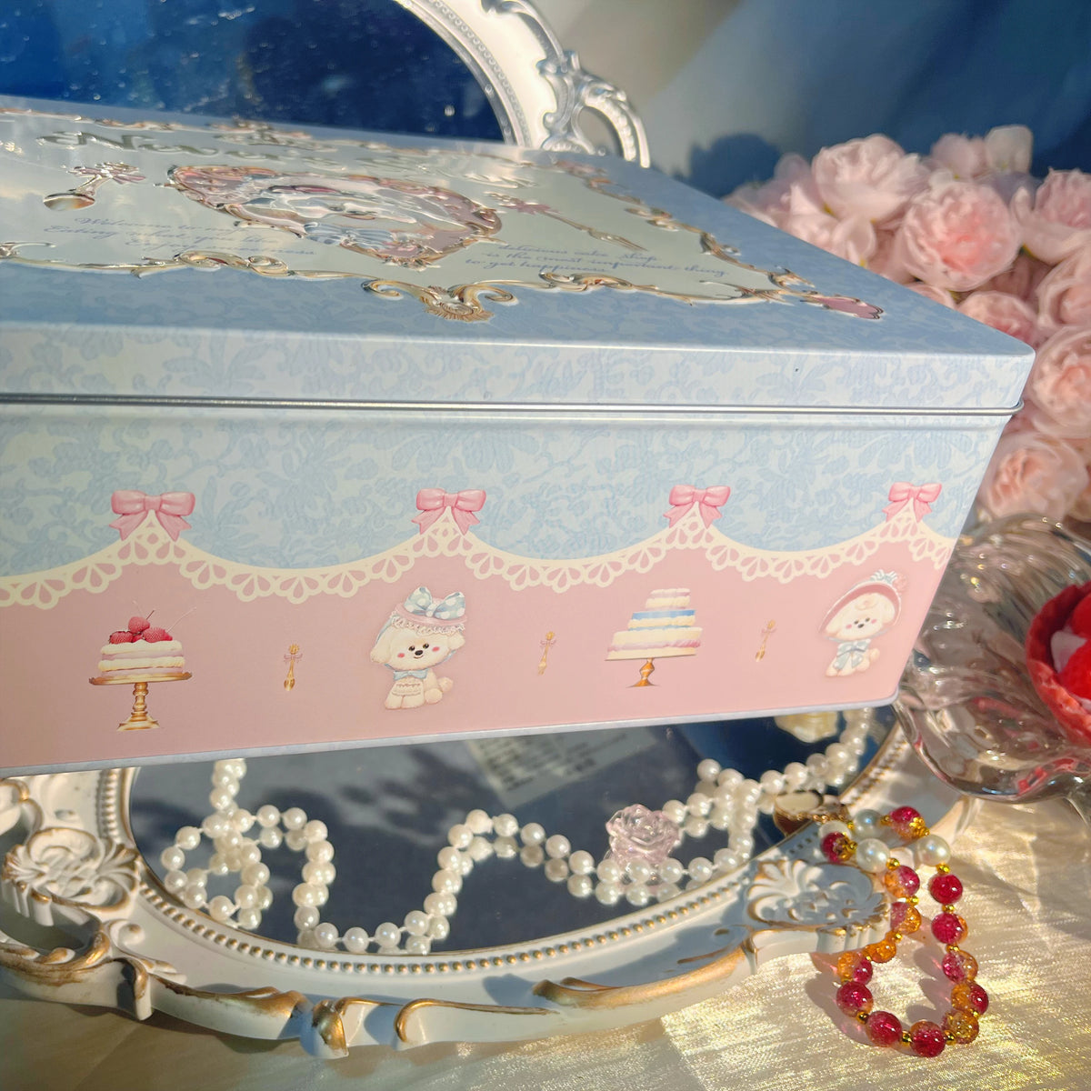 Flower Knows Limited Edition Blue Tin Makeup Cosmetics Box Makeup Storage Tin SWANS