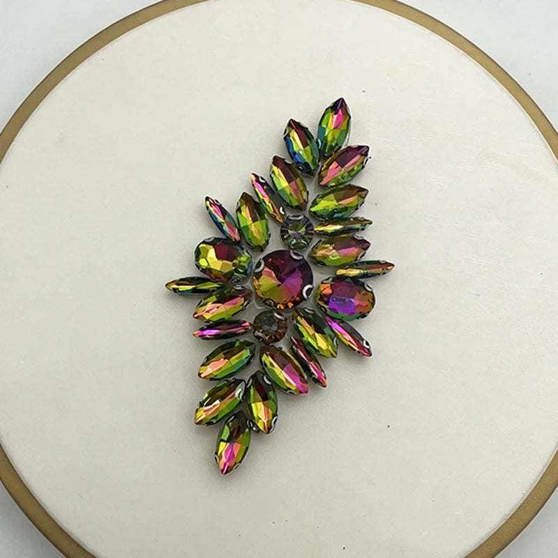 Floral Rhinestone Iron-On Applique – Crystal Beaded Patch Rhinestone Iron-On Patch SWANS A5