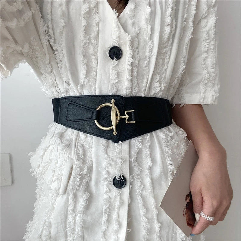 Women's Wide PU Leather Corset Belt Cummerbund | FAITOLAGI Corset Waist Belt SWANS