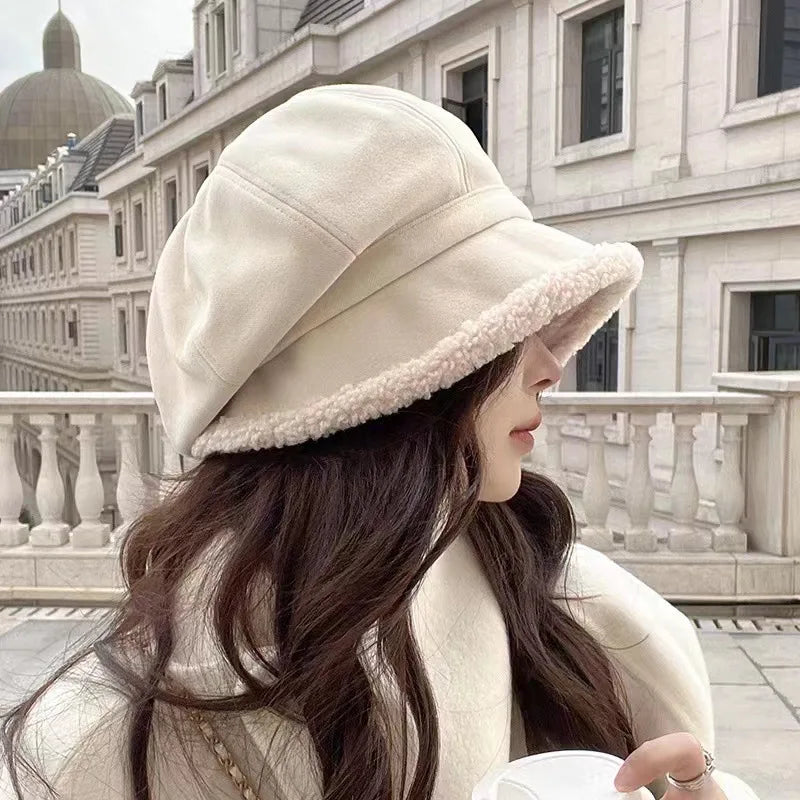 Women's Fleece Lined Winter Beret Hat – Warm Plush Ear Cover Winter Beret Hat SWANS