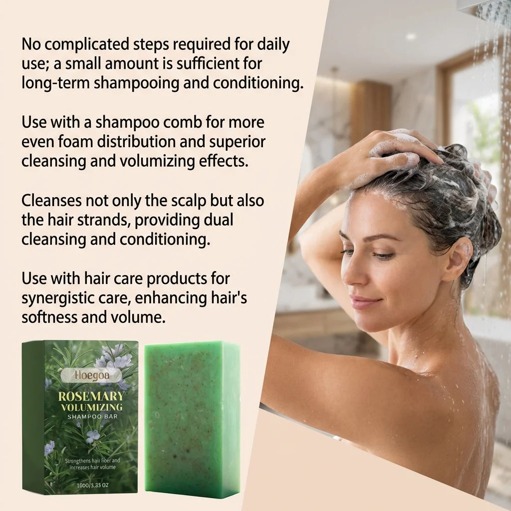 Rosemary Volumizing Shampoo Bar – Oil Control, 100g | HOEGOA Solid Shampoo Bar SWANS