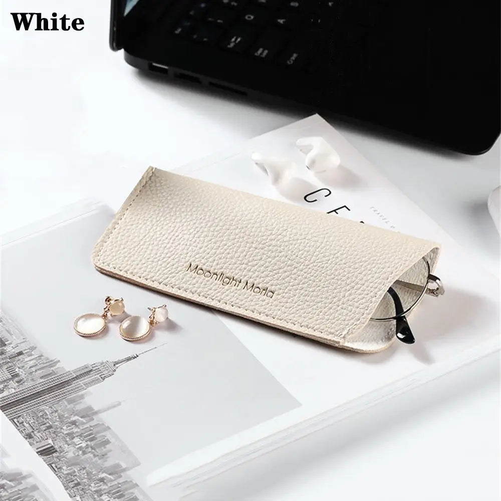 Soft PU Leather Glasses Case – Unisex Eyewear Pouch Bag Eyewear Case SWANS white