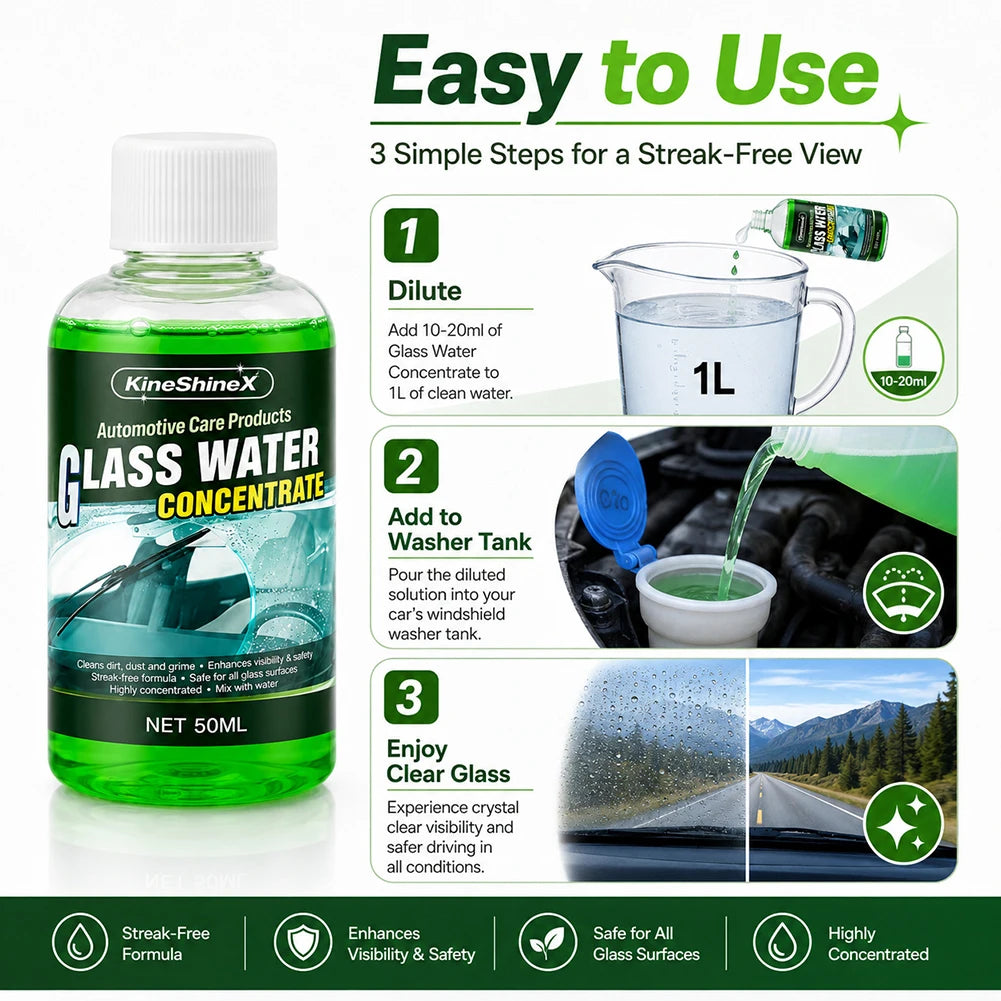 Windshield Cleaner Concentrate – Streak-Free Auto Glass Wash Windshield Glass Cleaner SWANS