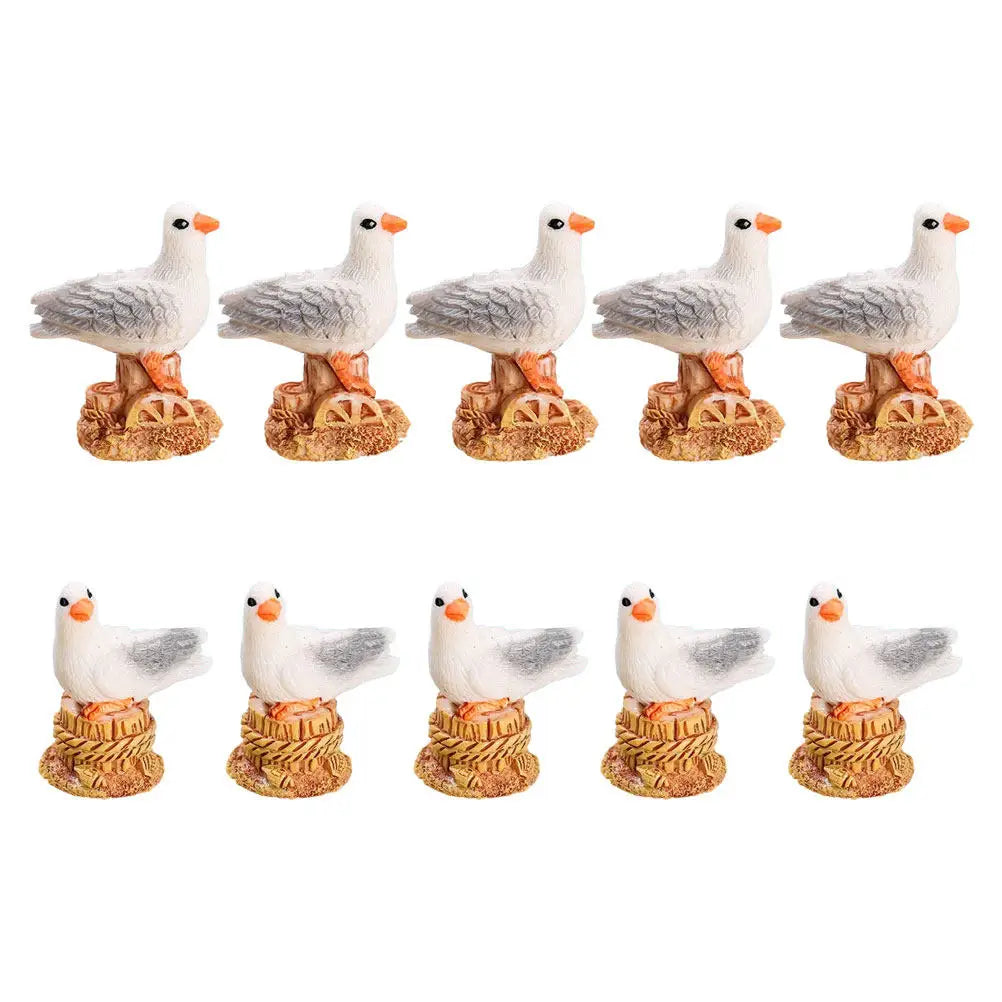 12-Pack Mini Seagull Figurines – Coastal Mediterranean Décor Miniature Bird Figurines SWANS