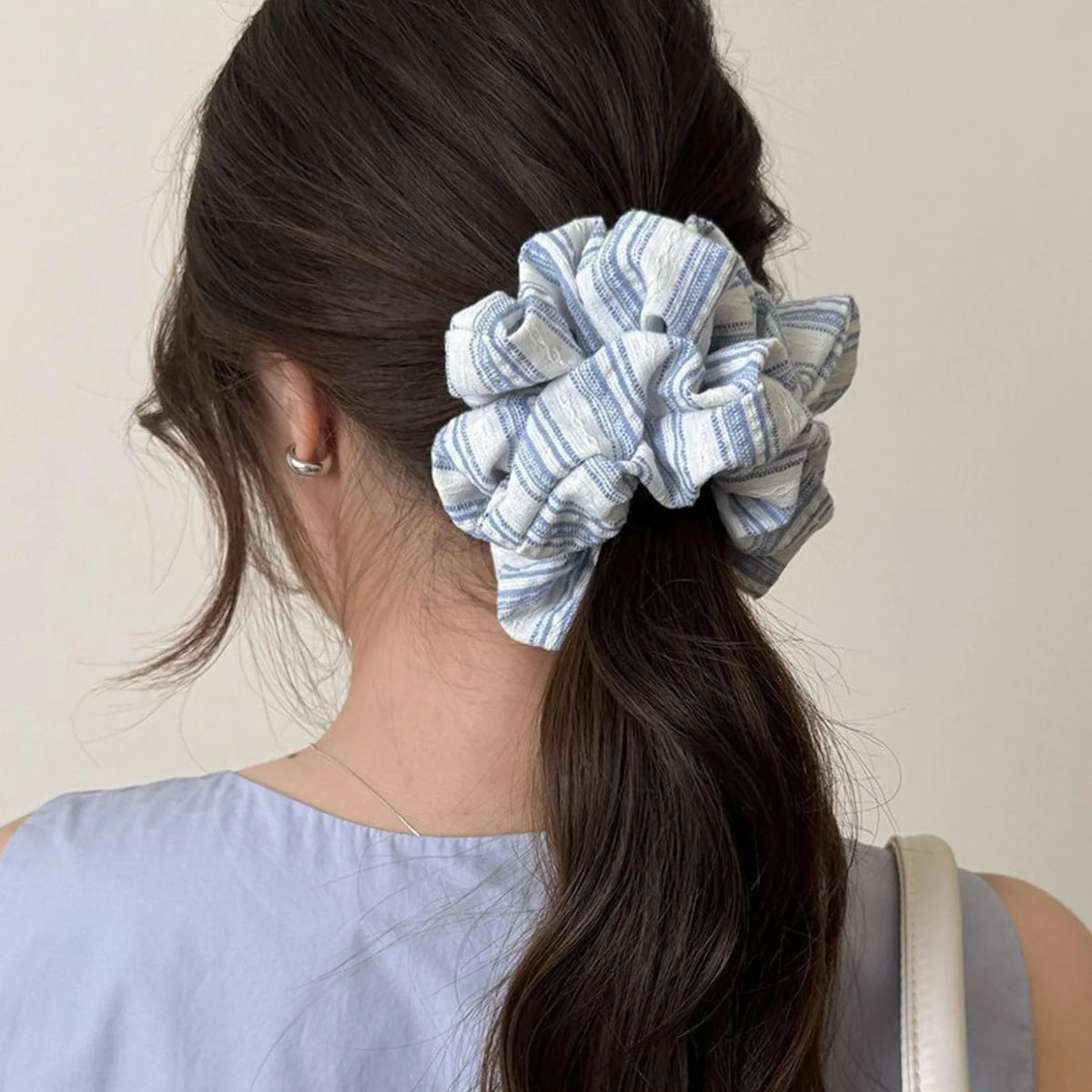 Striped Scrunchie – Japanese-Style Large Wrinkled Hair Tie Hair Scrunchie SWANS