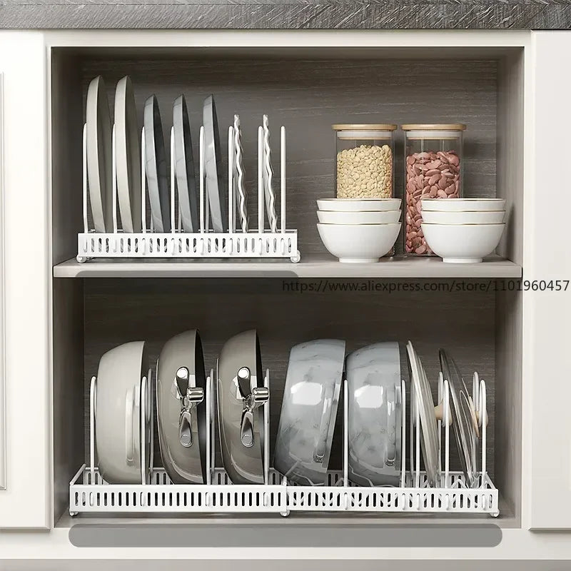 SWANS Adjustable Pan Pot Cookware Storage Rack & Dish Organizer Cookware Storage Rack SWANS