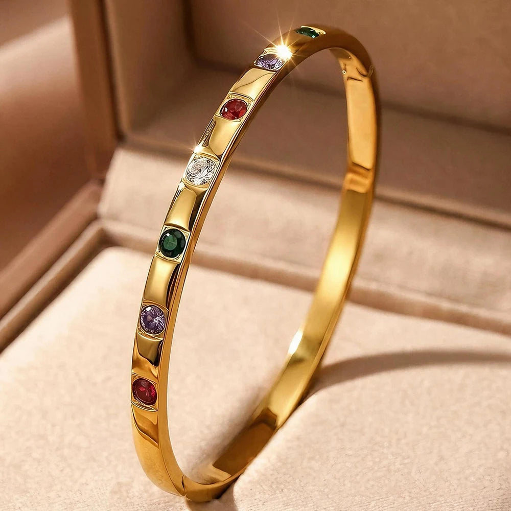 Women's Crystal Diamond Inlay Beaded Stretch Bracelet Fashion Bracelet SWANS Gold