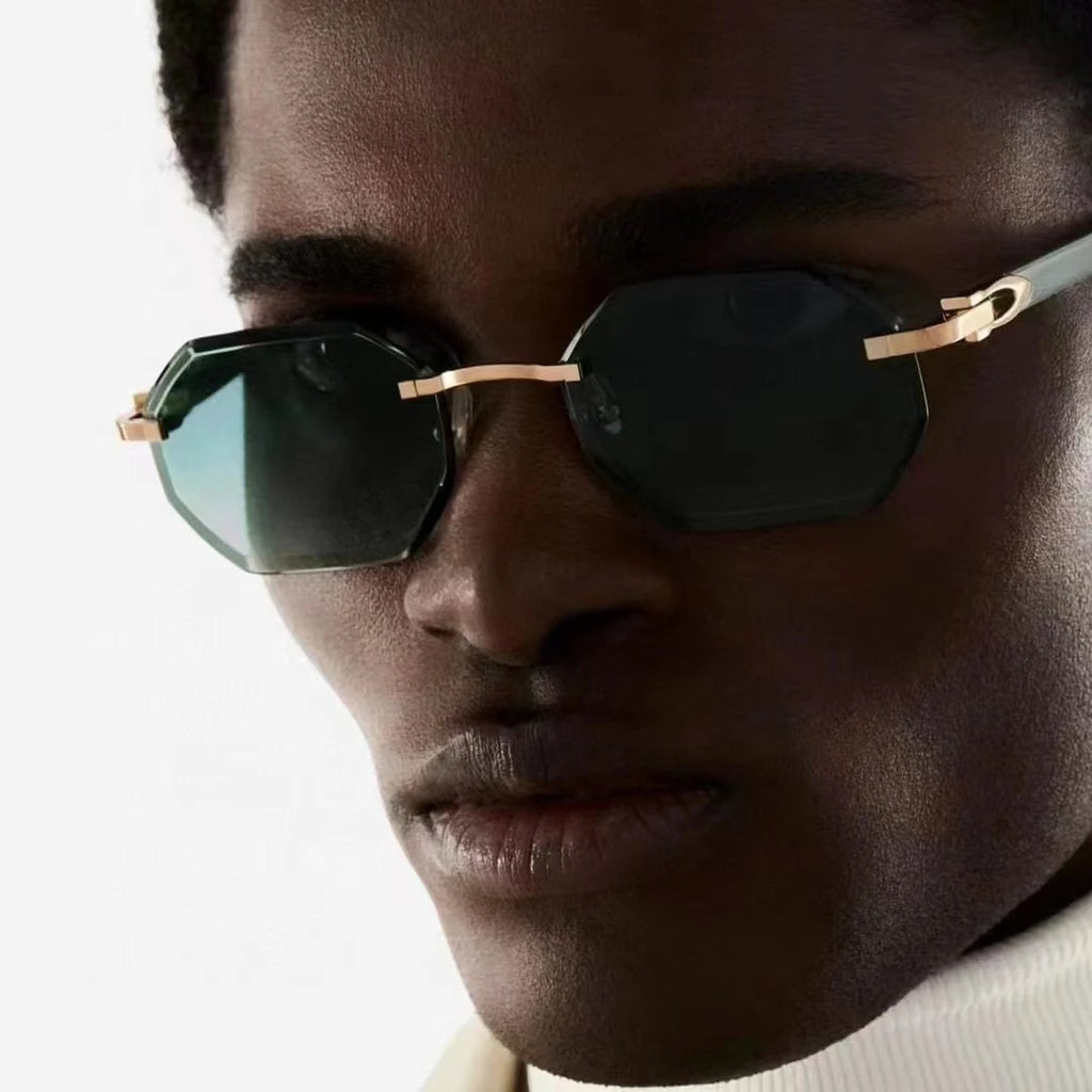 TOYEARN Y2K Rimless Sunglasses – Diamond Cut Punk Unisex Rimless Sunglasses SWANS