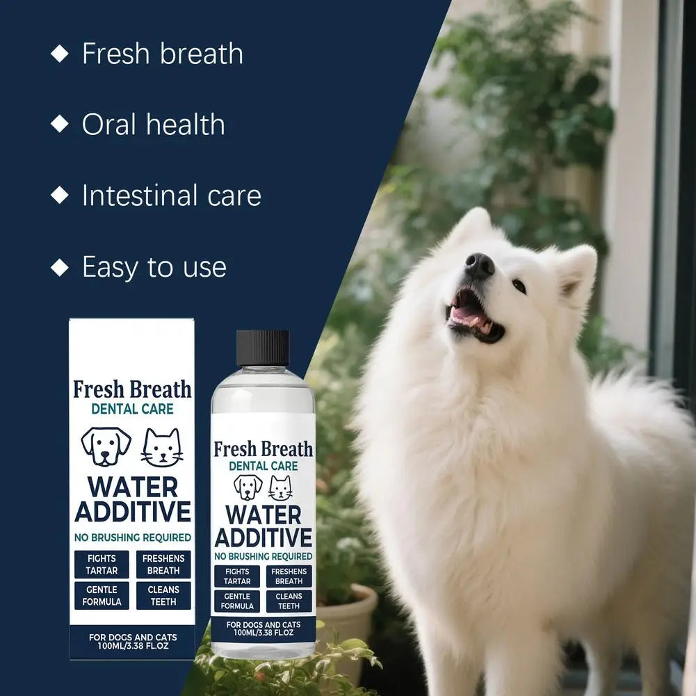 Pet Dental Water Additive – No-Brush Dog & Cat Mouthwash Pet Dental Additive SWANS