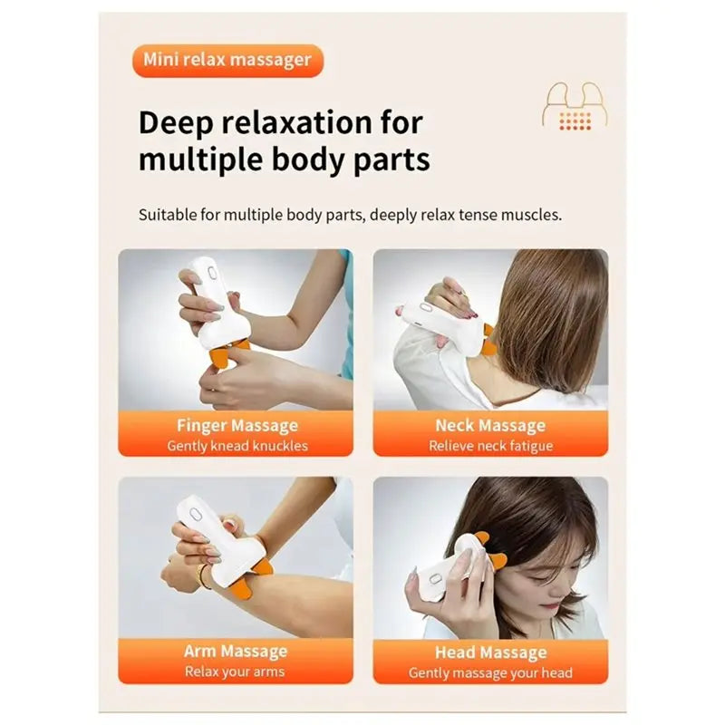 SWANS AA20 Mini Neck & Shoulder Massager | Dual Silicone Heads Handheld Massager SWANS