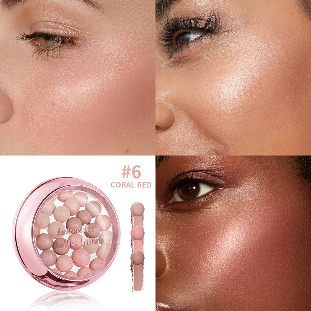 Lakerain Roller Blush – Shimmer Powder Beads, Long-Lasting Blush Powder SWANS