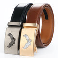 2-Pack Men's Leather Ratchet Belt – Adjustable Alloy Buckle Men's Ratchet Belt SWANS DP77 78 115cm-Fit 32in-38in