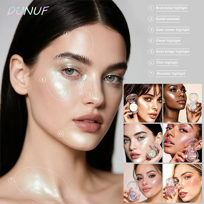 Shimmer Marble Highlighter Palette – 4-in-1 Bronzer & Eyeshadow Highlighter Palette SWANS