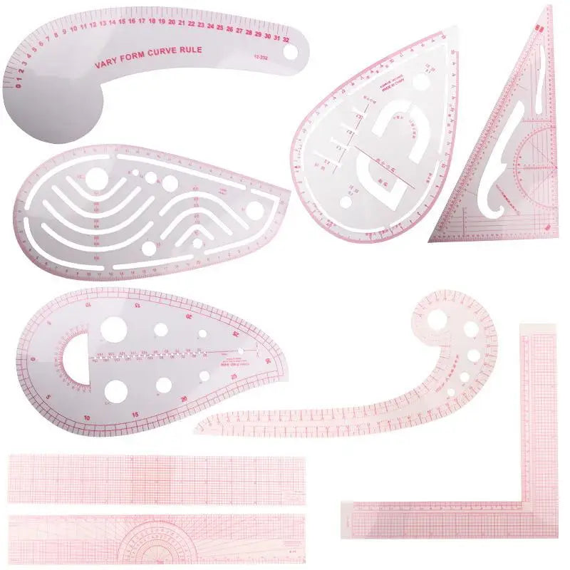 Tailor Measuring Ruler Kit 4/5/6/9Pcs – Sewing Quilting Tools Sewing Ruler Set SWANS 9Pcs