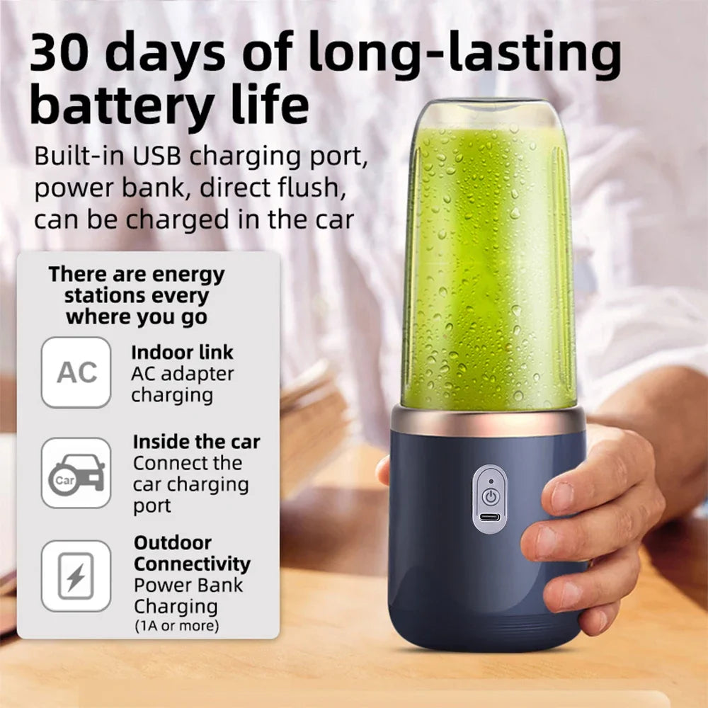 FLAREMORE 6-Blade Portable USB Juicer Cup – Travel Blender Portable Travel Juicer SWANS