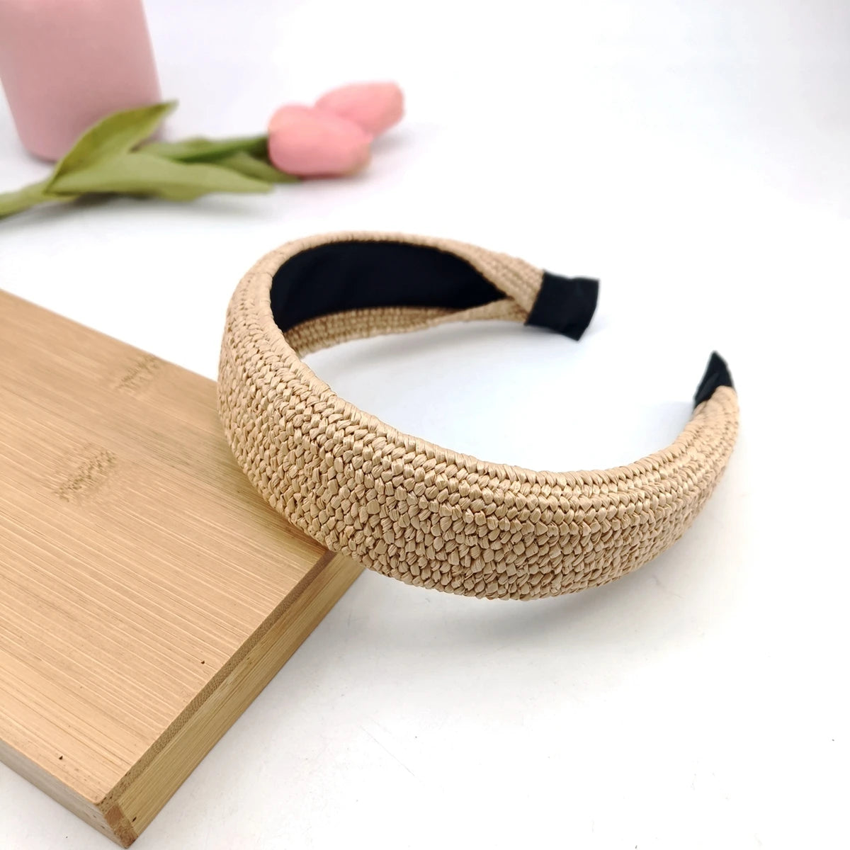 Woven Straw Hair Hoops for Women – Boho Headband 2-Pack Hair Headband SWANS 08