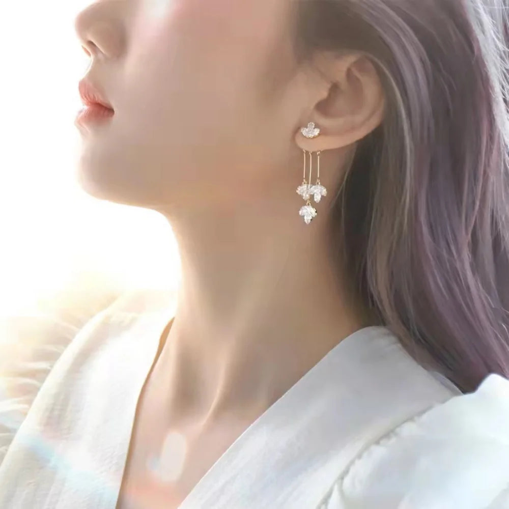 Maple Leaf Tassel Drop Earrings – Sparkling Fashion Jewelry Drop Earrings SWANS