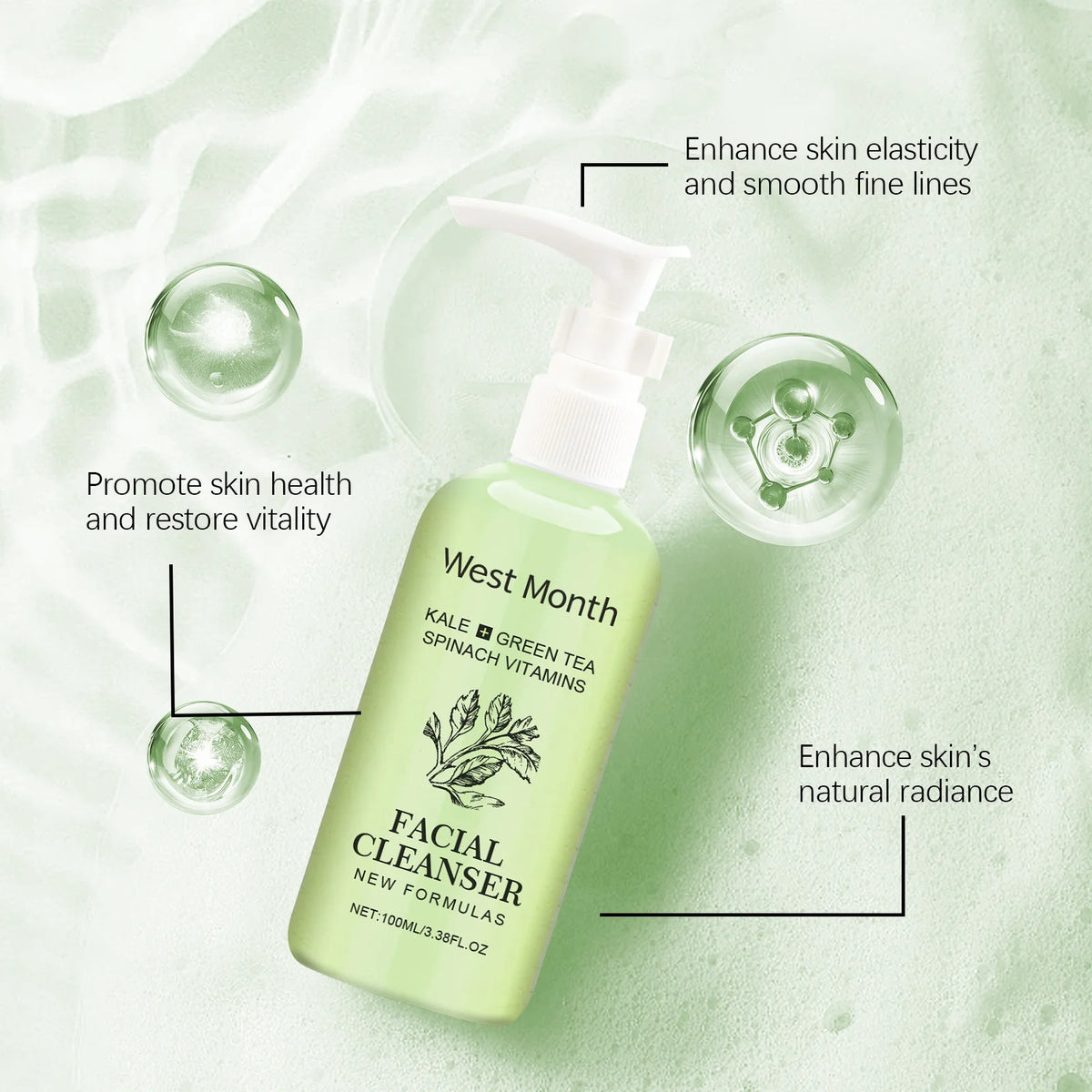 West&Month Moisturizing Face Wash – Oil Control Foam Cleanser Facial Cleanser SWANS