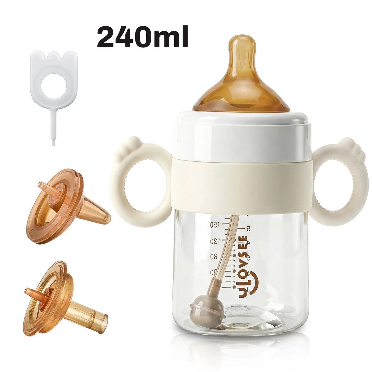 SWANS PPSU Baby Training Bottle 240ml/300ml Wide Neck & Straw Baby Training Bottle SWANS baise-240ml