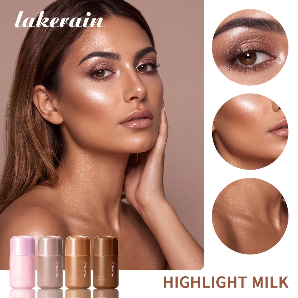 Lakerain Highlight Milk Lotion – Pearl Glow Face & Body Highlighter Lotion SWANS