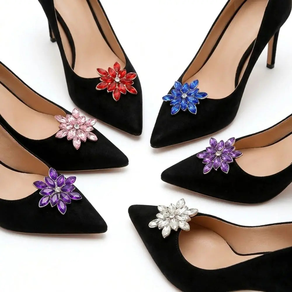Rhinestone Snowflake Shoe Clips – Removable Charm Buckle Pair Shoe Clip Charm SWANS