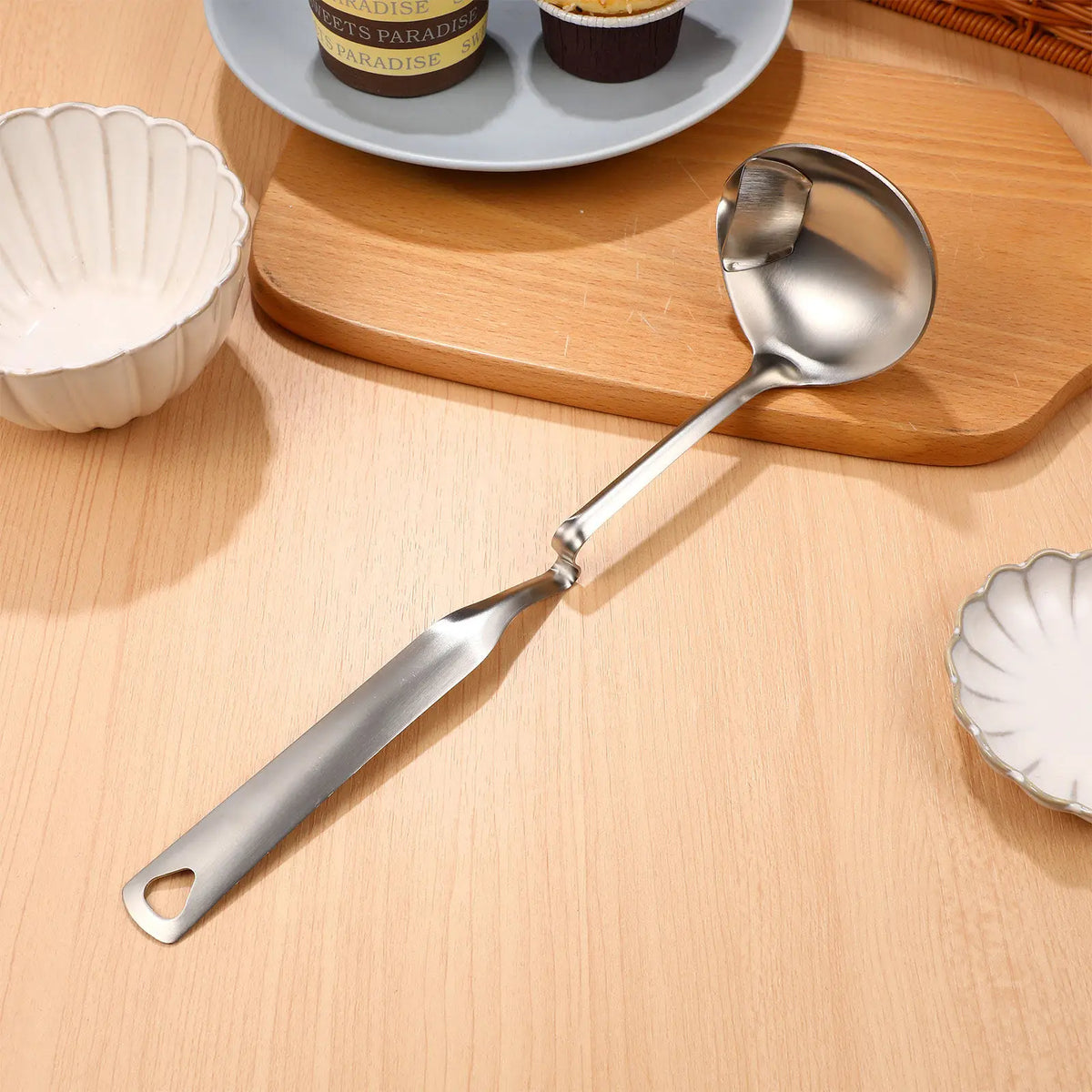 Stainless Steel Oil Skimmer Soup Ladle & Fat Separator Spoon Oil Skimmer Ladle SWANS