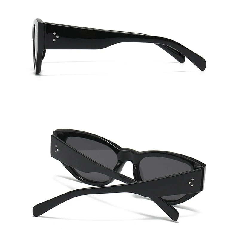 TOYEARN Cat Eye Rivet Sunglasses Women UV400 Big Frame Cat Eye Sunglasses SWANS