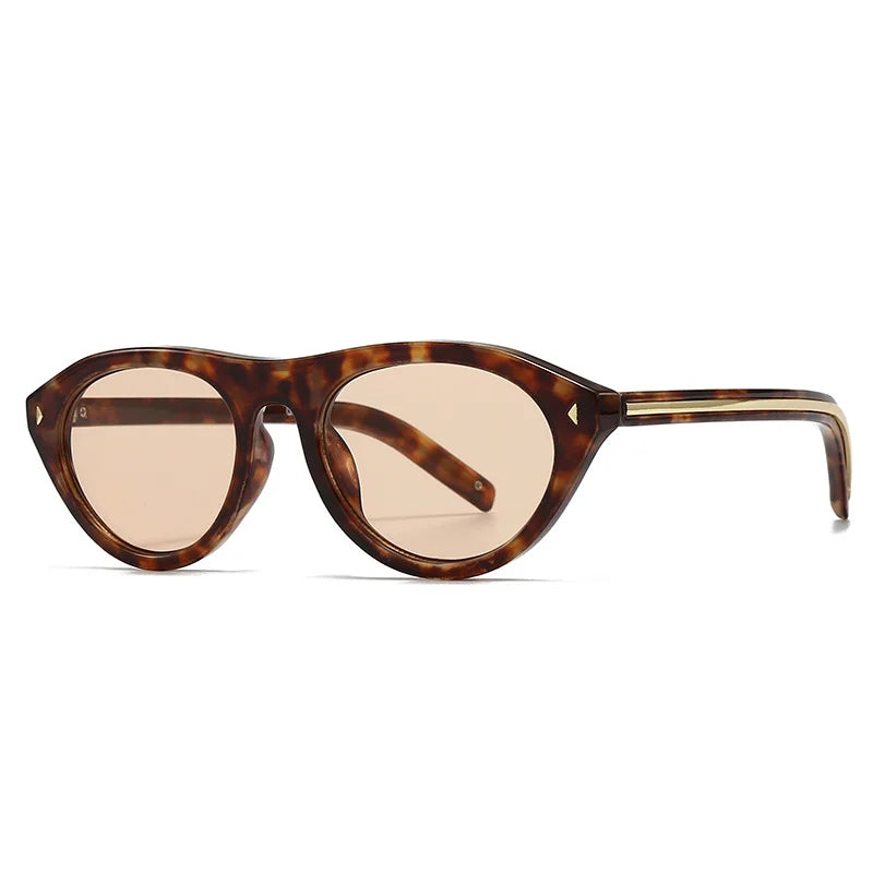 Y2K Pilot Sunglasses Unisex Vintage Punk Rivet UV400 Pilot Sunglasses SWANS Leopard Champagne