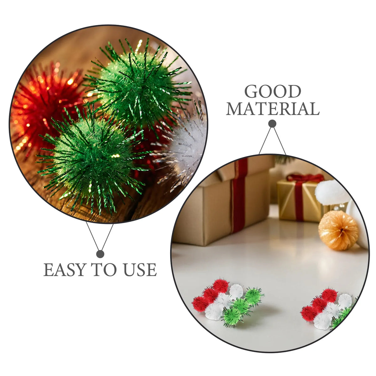 300Pcs Mini Glitter Pom Poms 10mm Red Green White DIY Crafts Craft Pom Poms SWANS