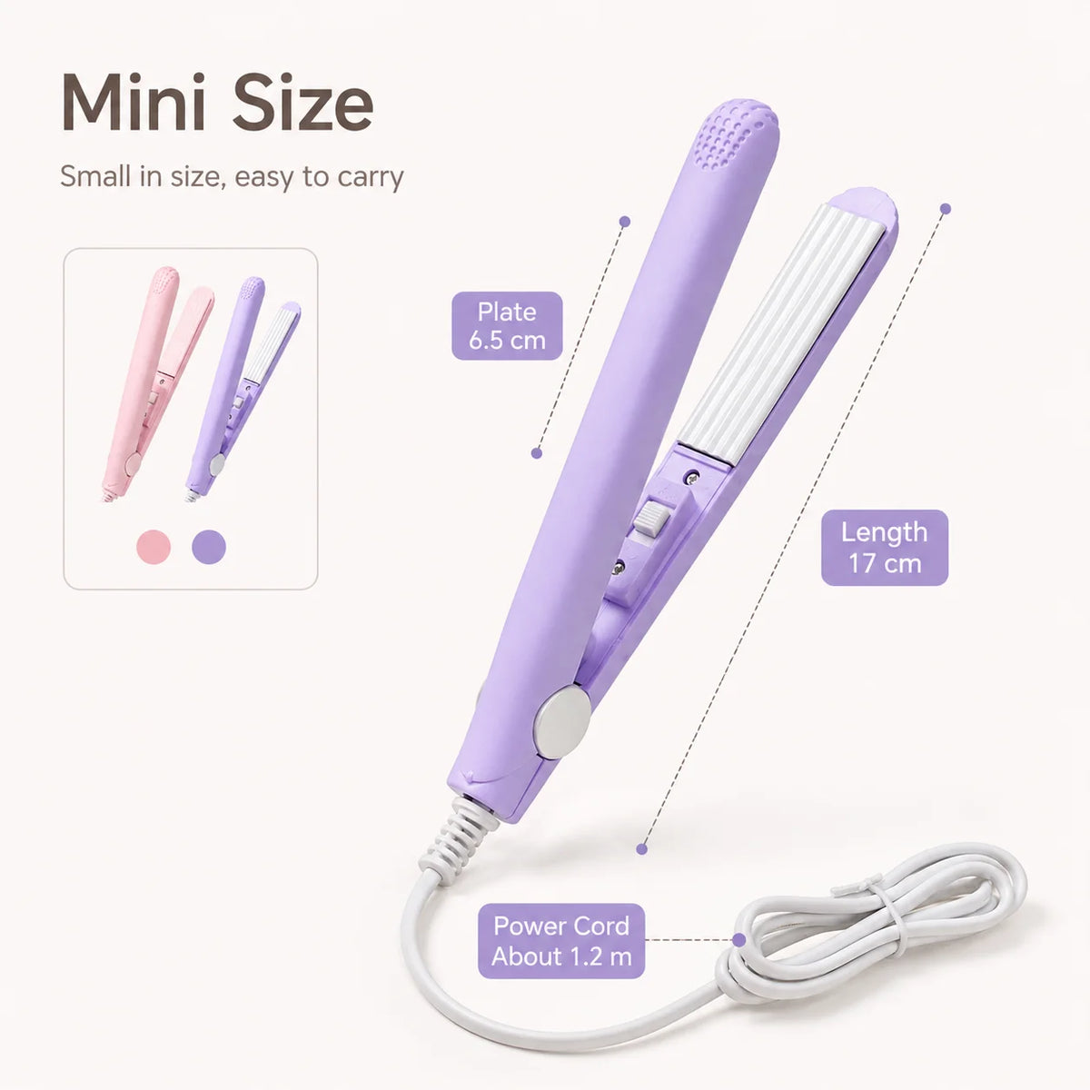 YIBER Mini 2-in-1 Hair Straightener & Curler – Travel Flat Iron Mini Hair Straightener SWANS