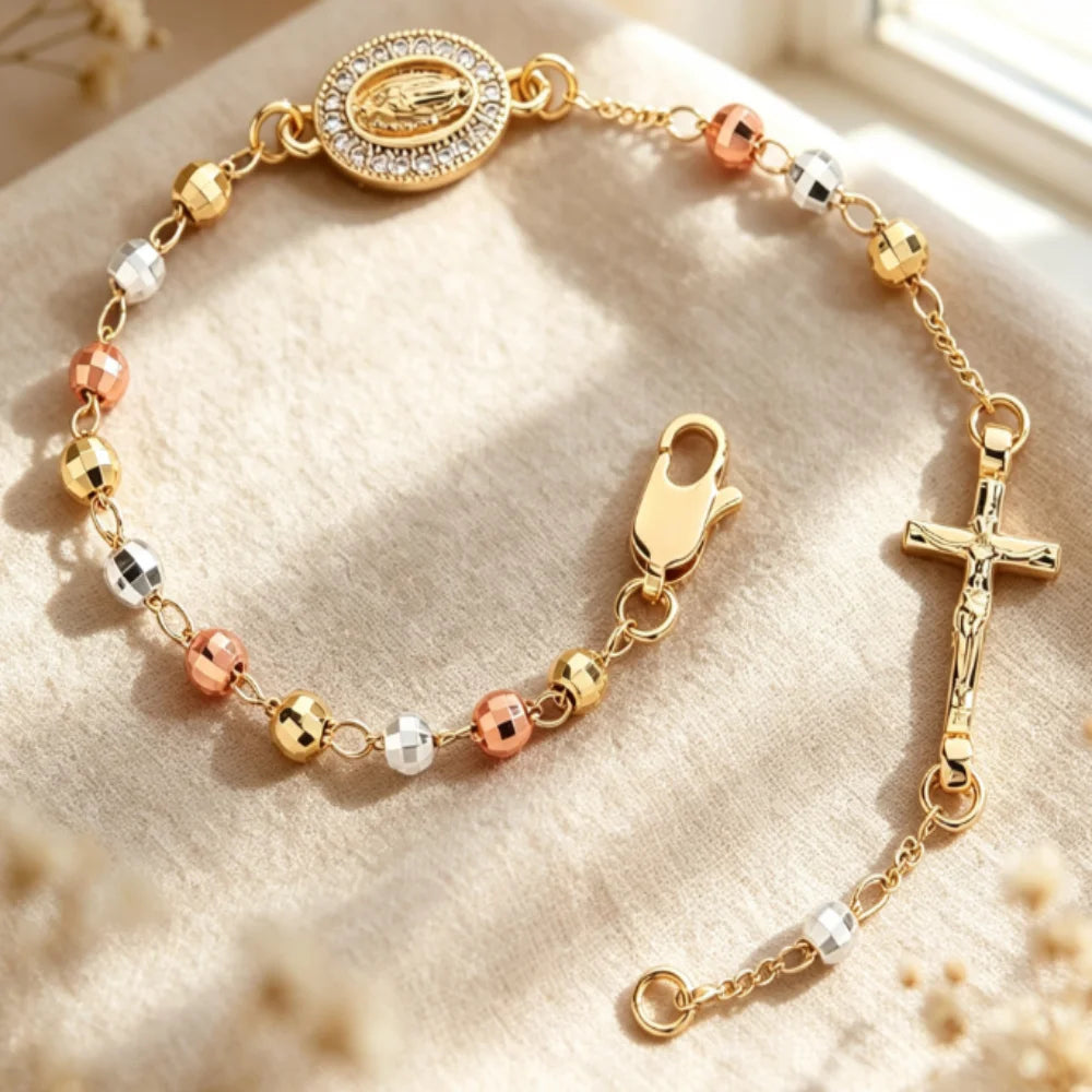 Virgin Mary Zircon Charm Bracelet – Mixed Tone Light Luxury Charm Bracelet SWANS