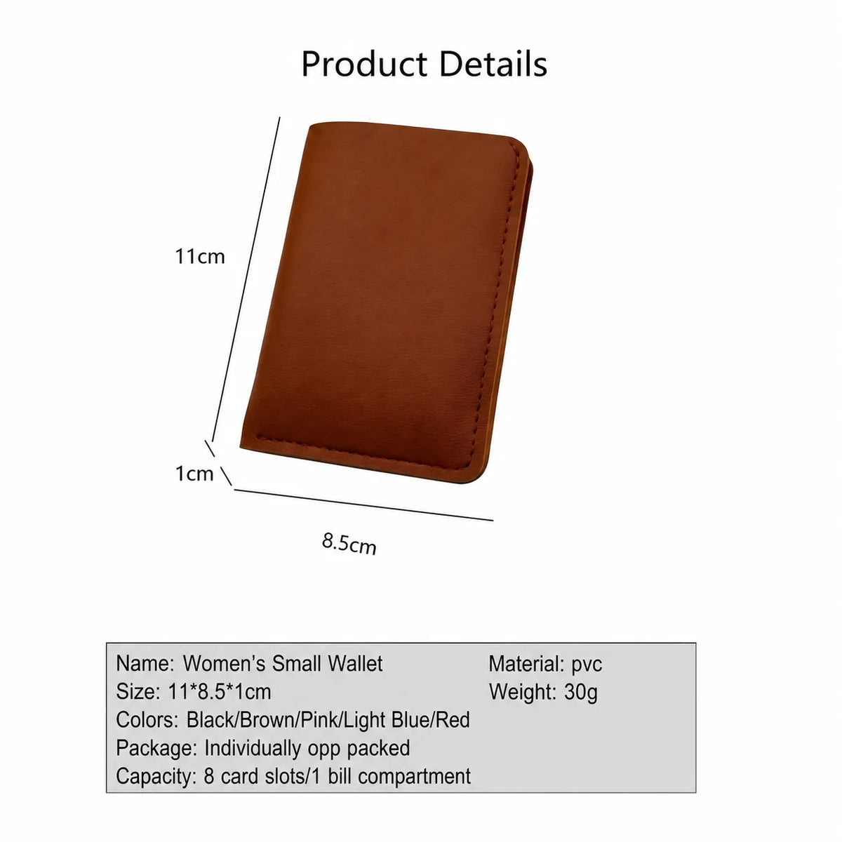 Women's Slim Bifold Wallet – PU Leather, 8 Card Slots Bifold Wallet SWANS