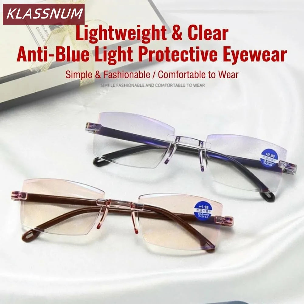 KLASSNUM Rimless Blue Light Blocking Reading Glasses Unisex Reading Glasses SWANS