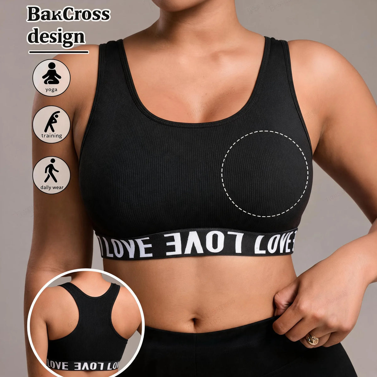 Plus Size Racerback Sports Bra – High Support Yoga Crop Top Sports Bra Crop Top SWANS