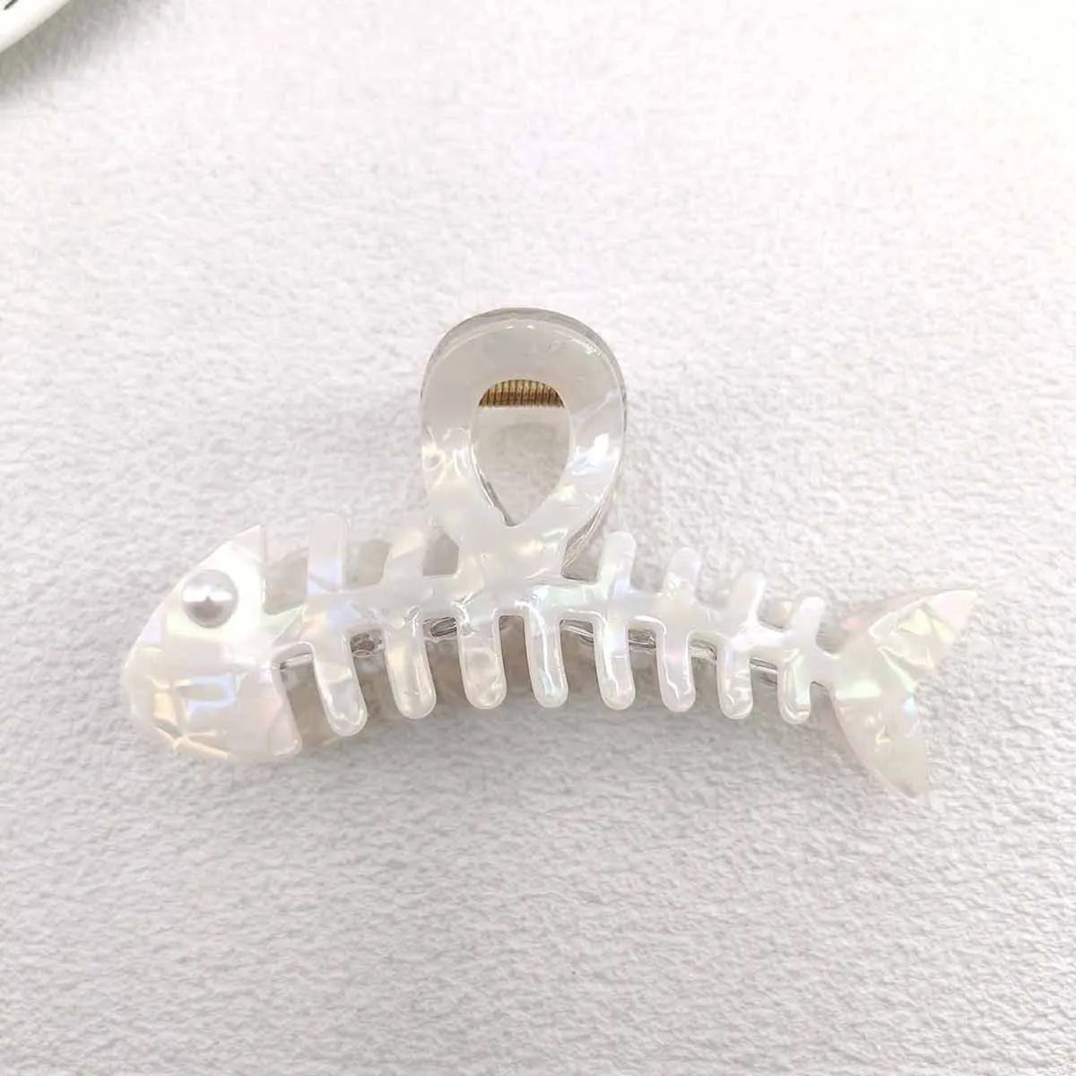 Y2K Fishbone Shark Hair Claw Clips – Colorful PVC Accessories Hair Claw Clips SWANS White