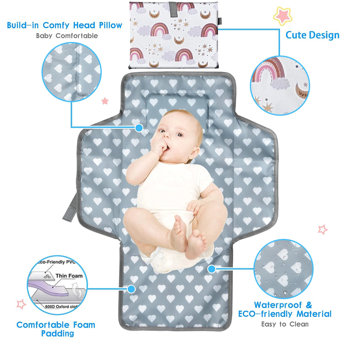 Waterproof Foldable Baby Changing Mat – Portable Diaper Pad Baby Changing Mat SWANS