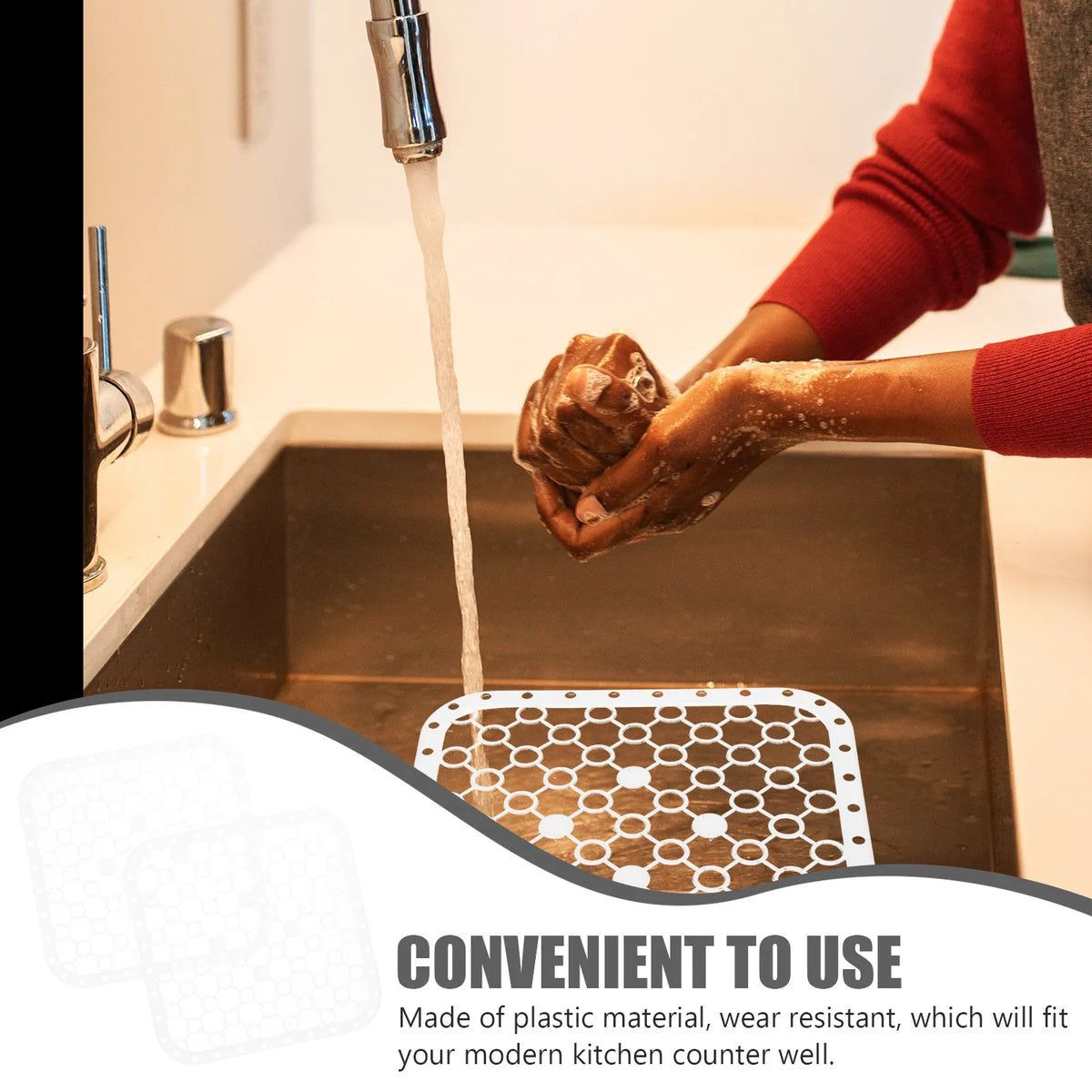 2-Pack Kitchen Sink Protector Mats – Hollow Drain Pad Sink Protector Mat SWANS