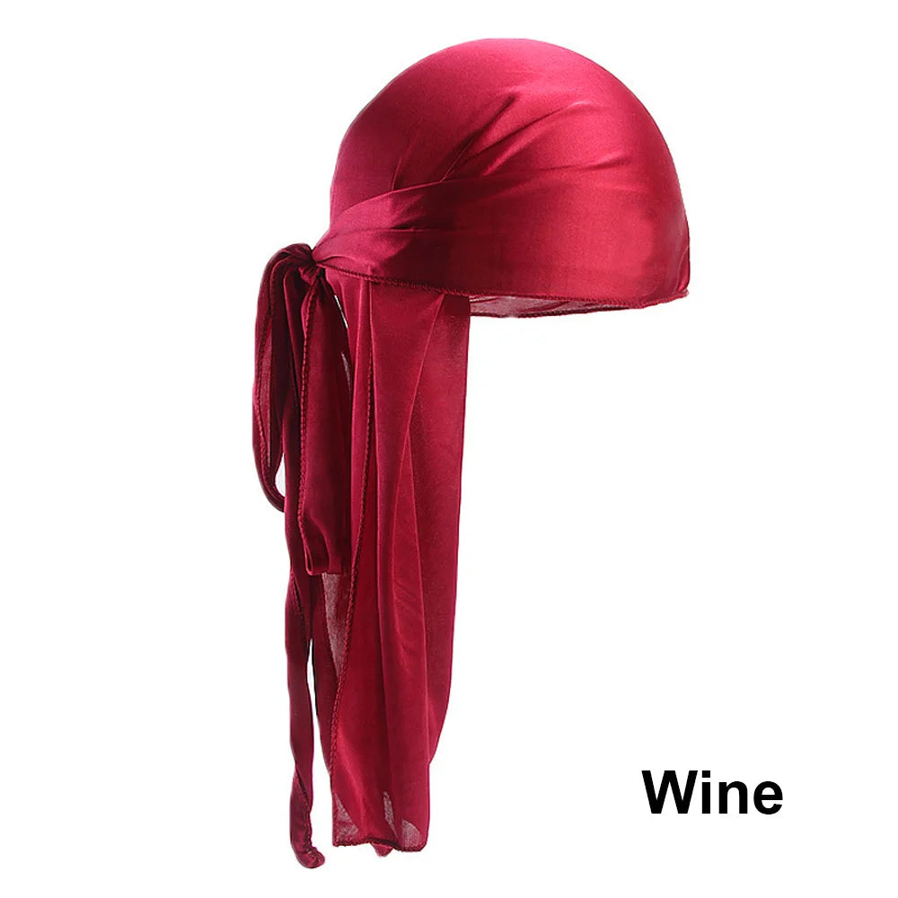 Satin Durag Long Tail Doo Rag – Unisex Hip Hop Headwrap Satin Durag Headwrap SWANS wine