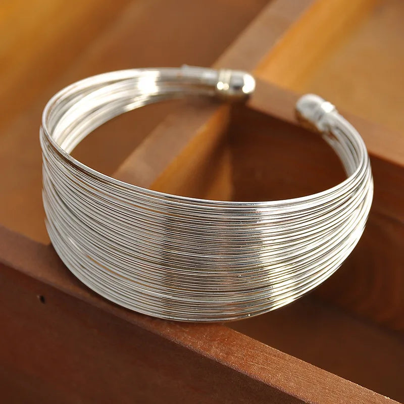 Steel Wire Charm Bracelet – Unisex Metal Bangle 6.5cm Charm Bracelet SWANS
