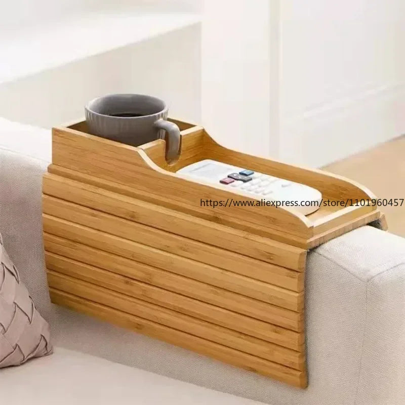 Foldable Bamboo Sofa Armrest Tray & Couch Cup Holder Sofa Armrest Tray SWANS