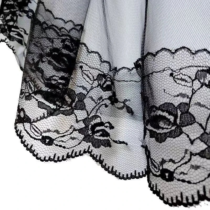 Gothic Black Lace Two-Tier Bridal Veil with Comb | Halloween Gothic Bridal Veil SWANS