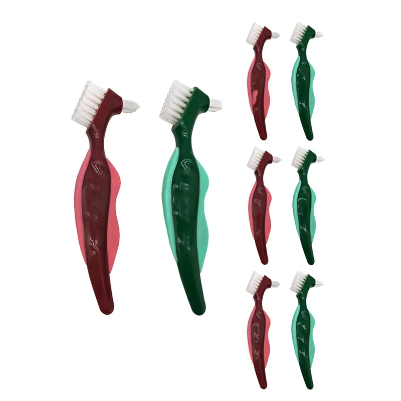 8-Pack Hard Denture Brushes – Double Sided, Multi-Layer Bristles Denture Cleaning Brush SWANS